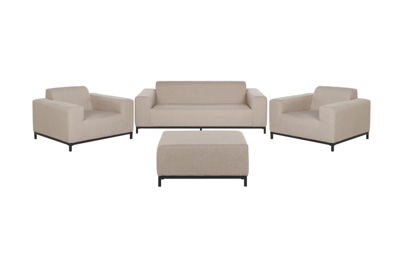 Hughen Loungegruppe 5-seter - Beige / Svart - Verandamøbler - Sofagruppe utendørs - Loungesett