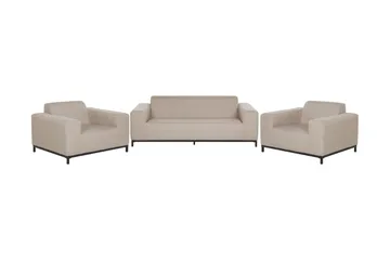 Hughen Loungegruppe 5-seter - Beige / Svart - Hagemøbler - Loungemøbler - Loungesett