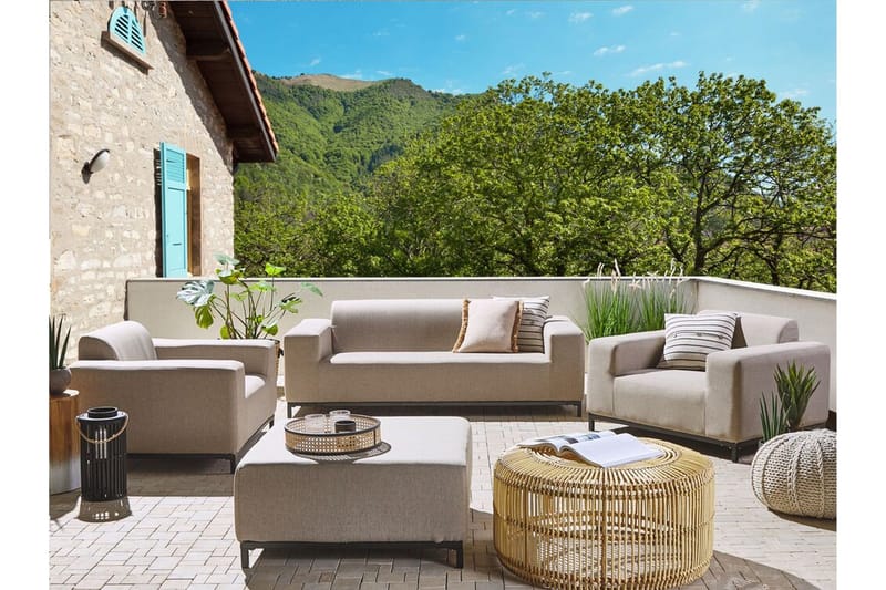 Hughen Loungegruppe 5-seter - Beige / Svart - Hagemøbler - Loungemøbler - Loungesett