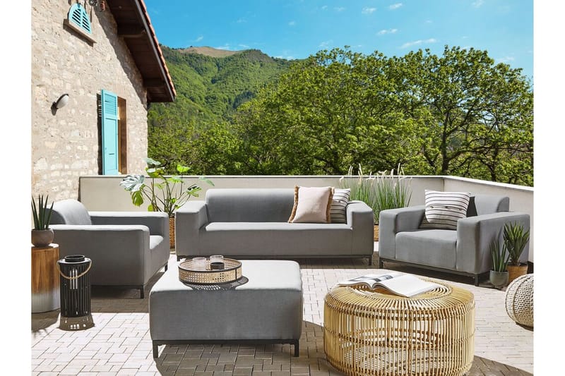 Hughen Loungegruppe 5-seter - Grå / Svart - Hagemøbler - Loungemøbler - Loungesett