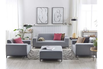 Hughen Loungegruppe 5-seter - Grå / Svart - Hagemøbler - Loungemøbler - Loungesett
