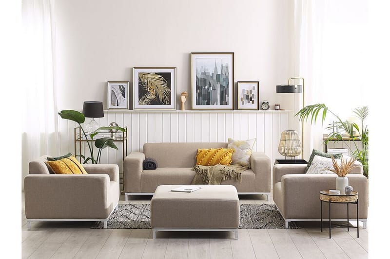 Hughen Loungegruppe 5-seters - Beige - Hagemøbler - Loungemøbler - Loungesett