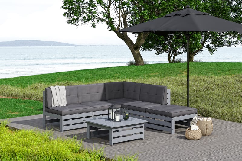Husarn Hjørneloungegruppe Matt Grå - KWA - Hage - Utemiljø - Veranda & terrasse - Verandamøbler