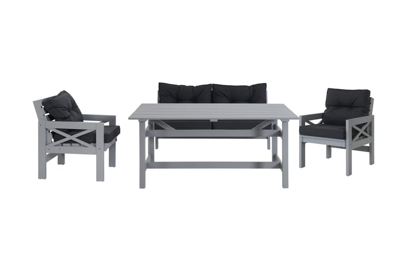 Husarn Spisegruppe 160 cm+2 Stoler+Benk Matt Grå med Puter - KWA - Hage - Utemiljø - Veranda & terrasse - Verandamøbler