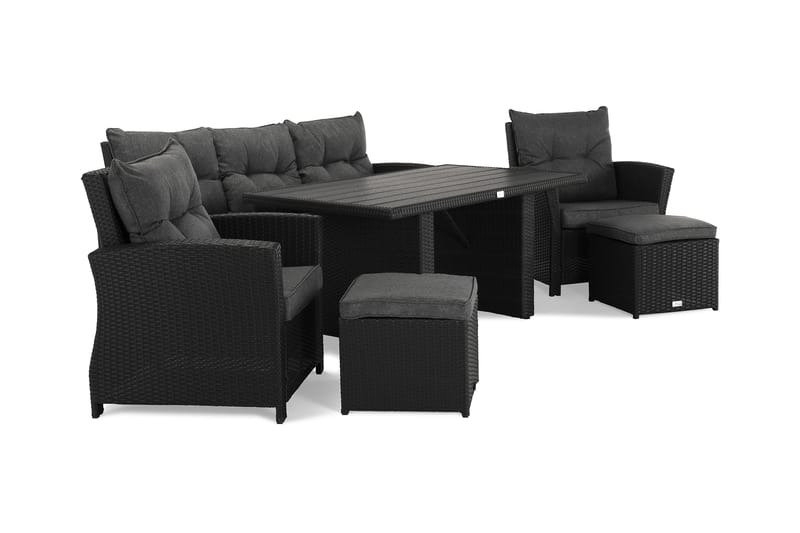 James Loungegruppe Svart/Aintwood - Bord Sofa 2 Skamler+Puter - Hage - Utemiljø - Veranda & terrasse - Verandamøbler