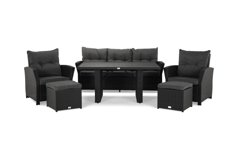 James Loungegruppe Svart/Aintwood - Bord Sofa 2 Skamler+Puter - Hage - Utemiljø - Veranda & terrasse - Verandamøbler
