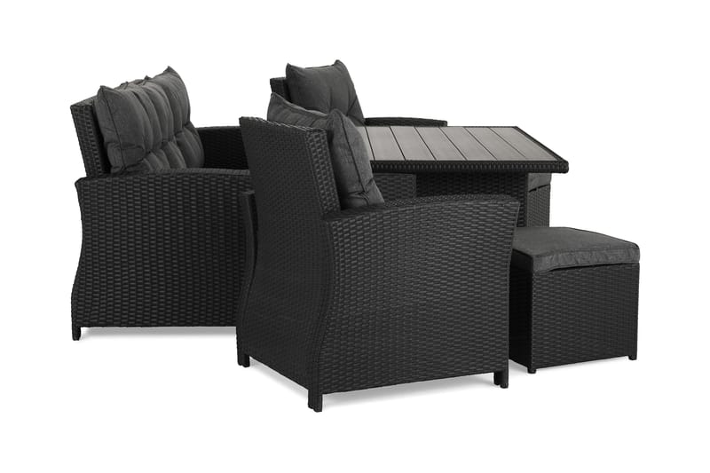 James Loungegruppe Svart/Aintwood - Bord Sofa 2 Skamler+Puter - Hage - Utemiljø - Veranda & terrasse - Verandamøbler
