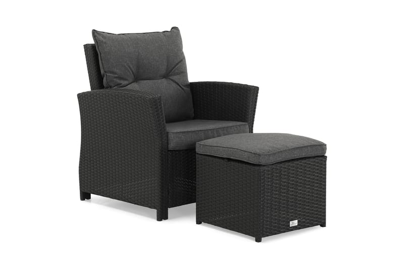 James Loungegruppe Svart/Aintwood - Bord Sofa 2 Skamler+Puter - Hage - Utemiljø - Veranda & terrasse - Verandamøbler