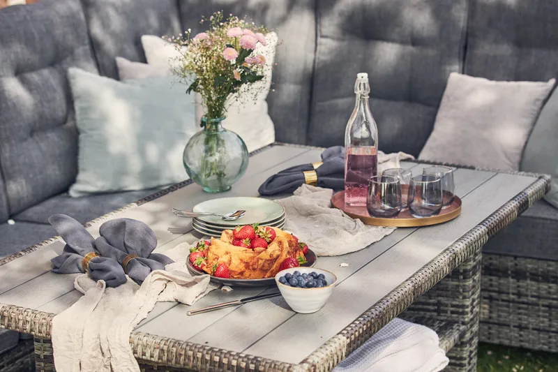 James Luksus loungegruppe vendbar - Grå / svarte puter - Hagemøbler - Loungemøbler - Loungesett