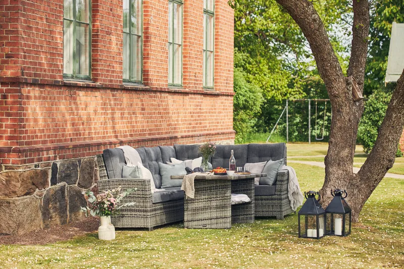 James Luksus loungegruppe vendbar - Grå / svarte puter - Hagemøbler - Loungemøbler - Loungesett