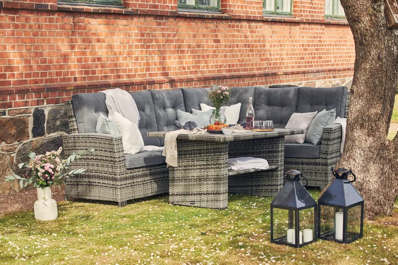 James Luksus loungegruppe vendbar - Grå / svarte puter - Hagemøbler - Loungemøbler - Loungesett