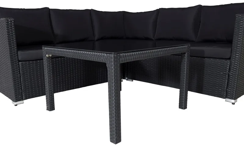 Kuba loungegruppe utendørs med puter - Svart - Hagemøbler - Loungemøbler - Loungesett