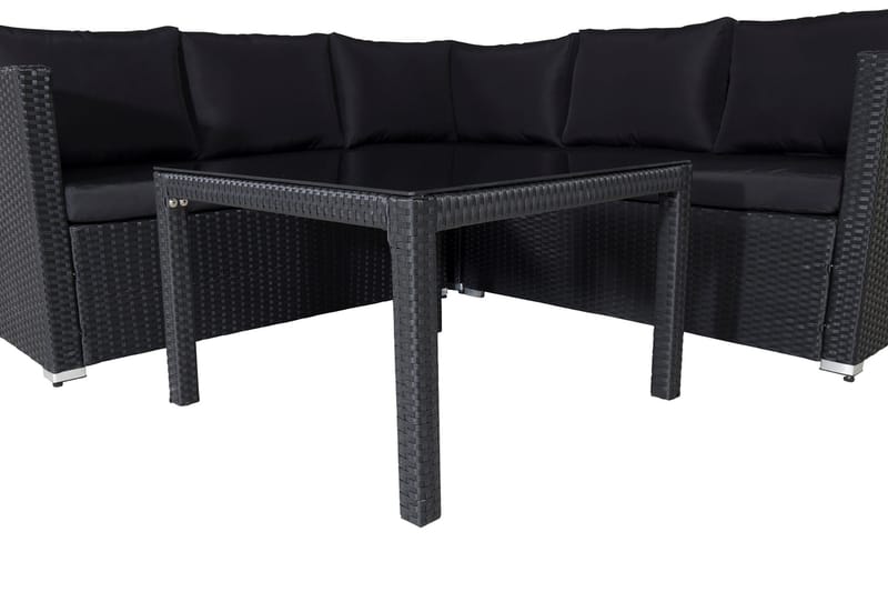 Kuba loungegruppe utendørs med puter - Svart - Hagemøbler - Loungemøbler - Loungesett