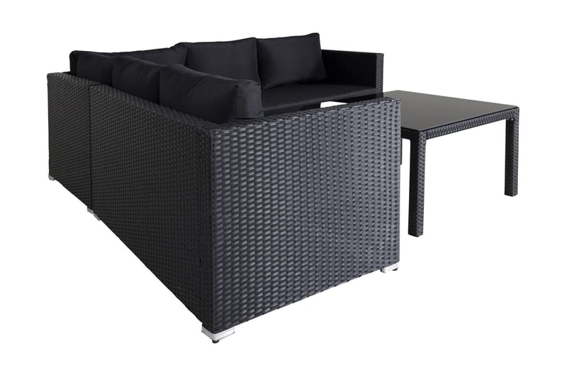 Kuba loungegruppe utendørs med puter - Svart - Hagemøbler - Loungemøbler - Loungesett