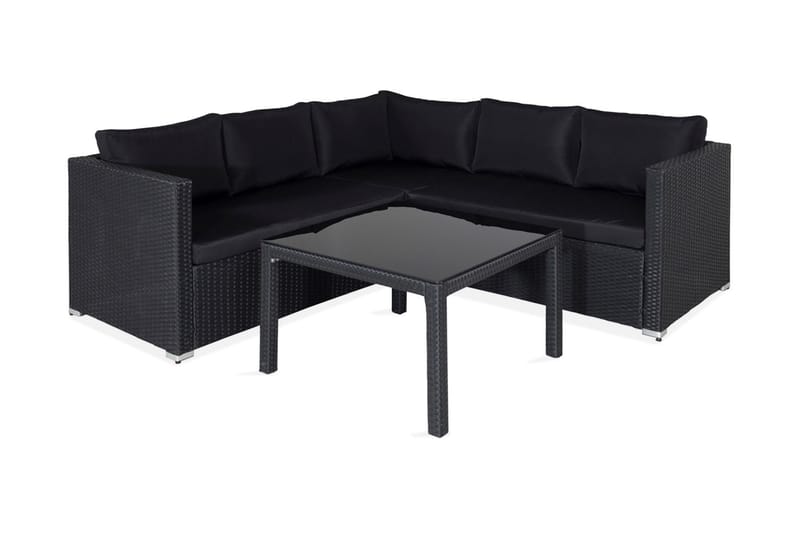 Kuba loungegruppe utendørs med puter - Svart - Hagemøbler - Loungemøbler - Loungesett