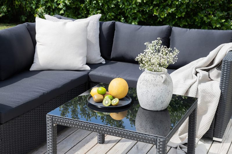 Kuba loungegruppe utendørs med puter - Svart - Hagemøbler - Loungemøbler - Loungesett