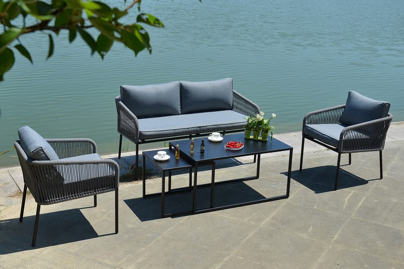 Levine Sofagruppe Svart - Hagemøbler - Loungemøbler - Loungesett