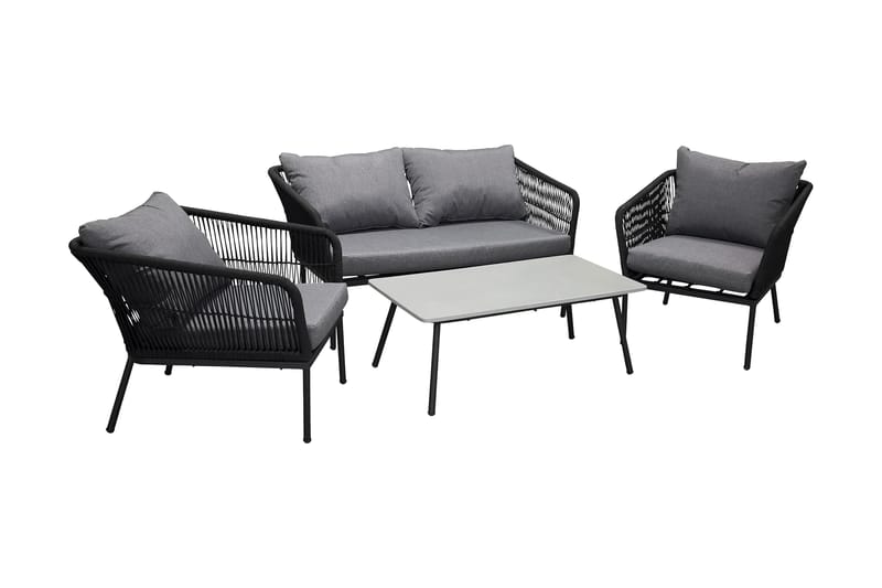 Lindos Loungegruppe Svart/Grå - Venture Home - Verandamøbler - Sofagruppe utendørs - Loungesett