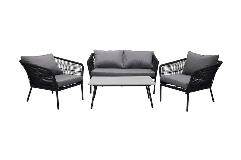 Lindos Loungegruppe Svart/Grå - Venture Home - Verandamøbler - Sofagruppe utendørs - Loungesett