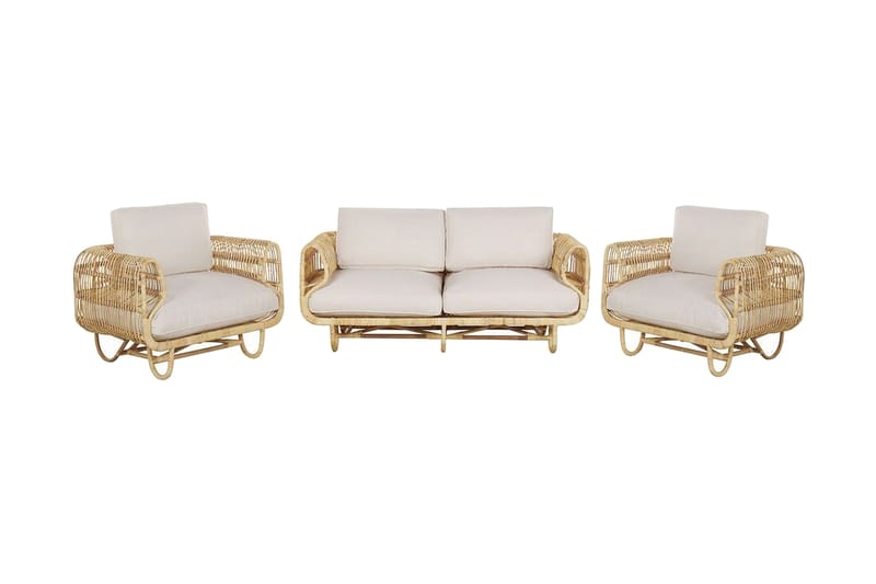 Loungegruppe 4-seters rotting natur/beige DOLCEDO - Tre/natur - Hagemøbler - Loungemøbler - Loungesett