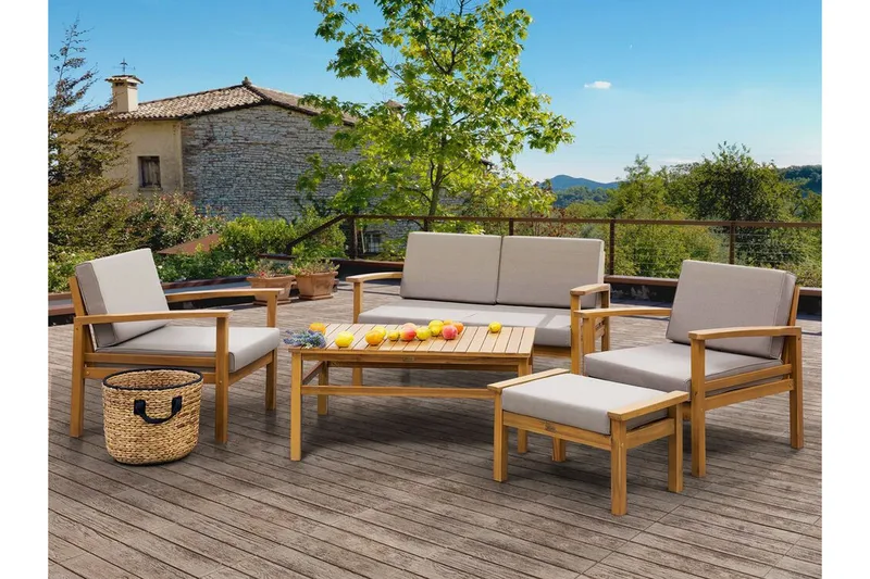 Loungegruppe akasie MANILA - Tre / Natur - Hagemøbler - Loungemøbler - Loungesett