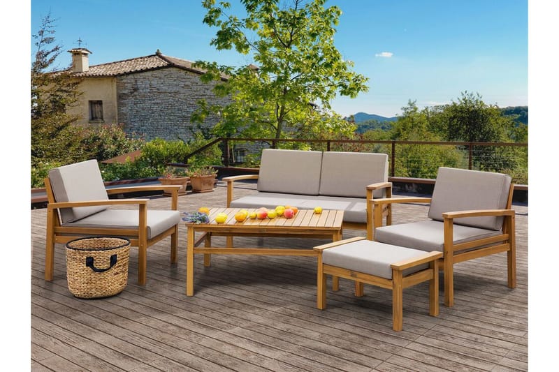 Loungegruppe akasie MANILA - Tre / Natur - Hagemøbler - Loungemøbler - Loungesett