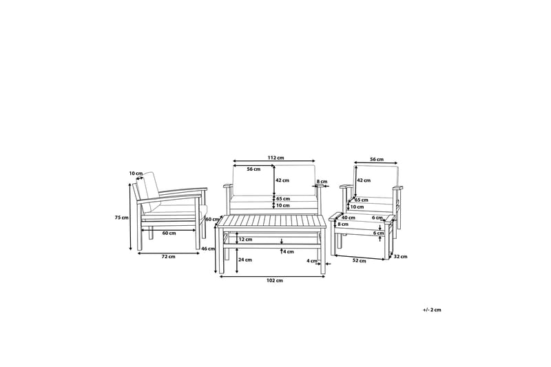 Loungegruppe akasie MANILA - Tre / Natur - Hagemøbler - Loungemøbler - Loungesett