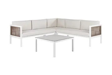 Loungegruppe Hvit/ brun BORELLO - Hvit - Hagemøbler - Loungemøbler - Loungesett