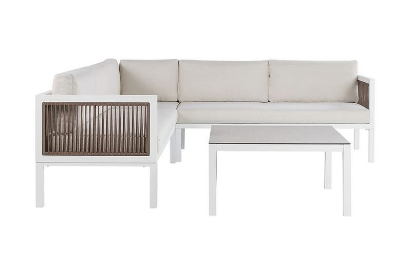 Loungegruppe Hvit/ brun BORELLO - Hvit - Verandamøbler - Sofagruppe utendørs - Loungesett