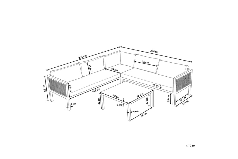 Loungegruppe Hvit/ brun BORELLO - Hvit - Hagemøbler - Loungemøbler - Loungesett