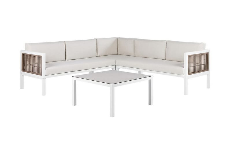 Loungegruppe Hvit/ brun BORELLO - Hvit - Hagemøbler - Loungemøbler - Loungesett