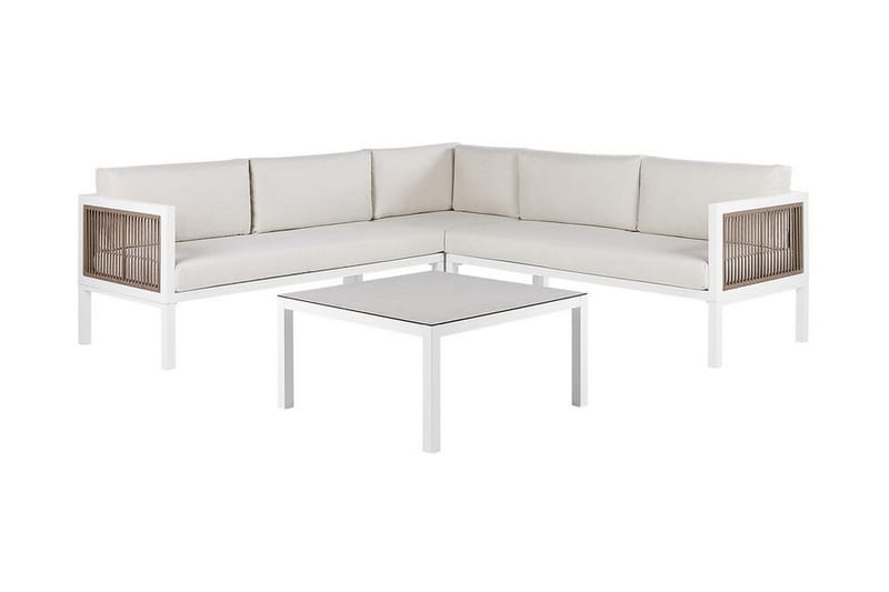 Loungegruppe Hvit/ brun BORELLO - Hvit - Sofagruppe utendørs - Loungesett - Verandamøbler
