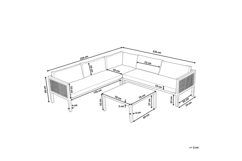 Loungegruppe Hvit/ brun BORELLO - Hvit - Hagemøbler - Loungemøbler - Loungesett