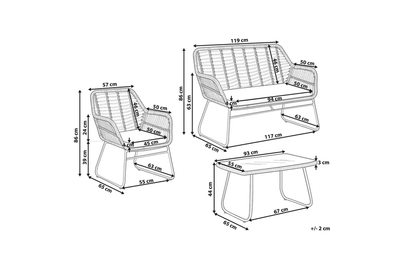 Malvedo Hagegruppe - Tre/Natur - Hagemøbler - Loungemøbler - Loungesett