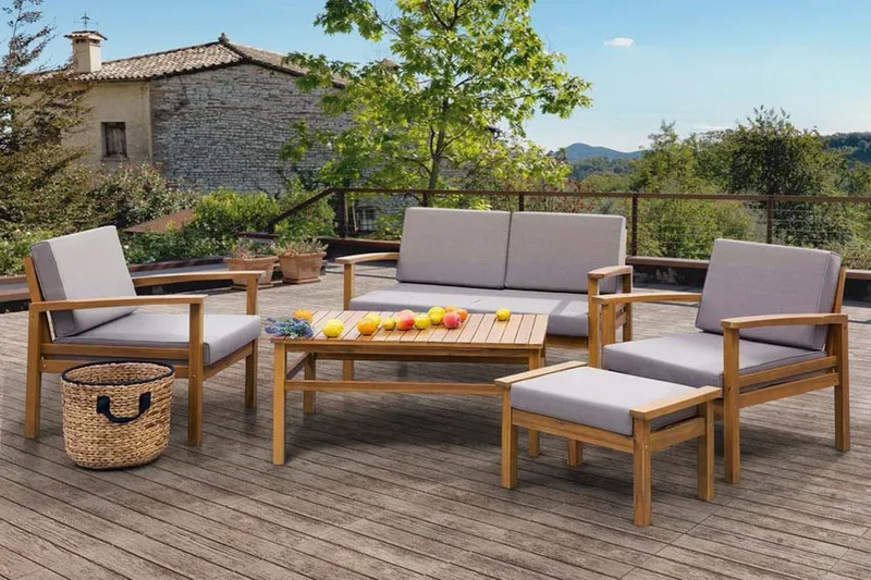 Manila Loungegruppe 102 cm - Tre / Natur - Hagemøbler - Loungemøbler - Loungesett