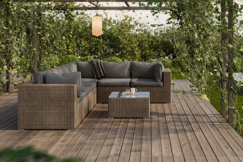 Marcus Loungegruppe - Grått Bord Hjørnesofa - Hage - Utemiljø - Veranda & terrasse - Verandamøbler