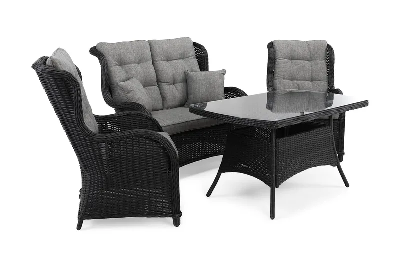 Marcus Sofagruppe 2-seter Ink. Lenestoler - Svart - Hagemøbler - Loungemøbler - Loungesett