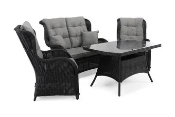 Marcus Sofagruppe 2-seter Ink. Lenestoler - Svart - Hagemøbler - Loungemøbler - Loungesett