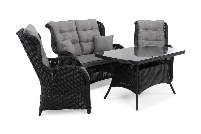 Marcus Sofagruppe 2-seter Ink. Lenestoler - Svart - Hagemøbler - Loungemøbler - Loungesett