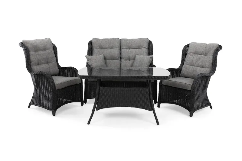 Marcus Sofagruppe 2-seter Ink. Lenestoler - Svart - Hagemøbler - Loungemøbler - Loungesett