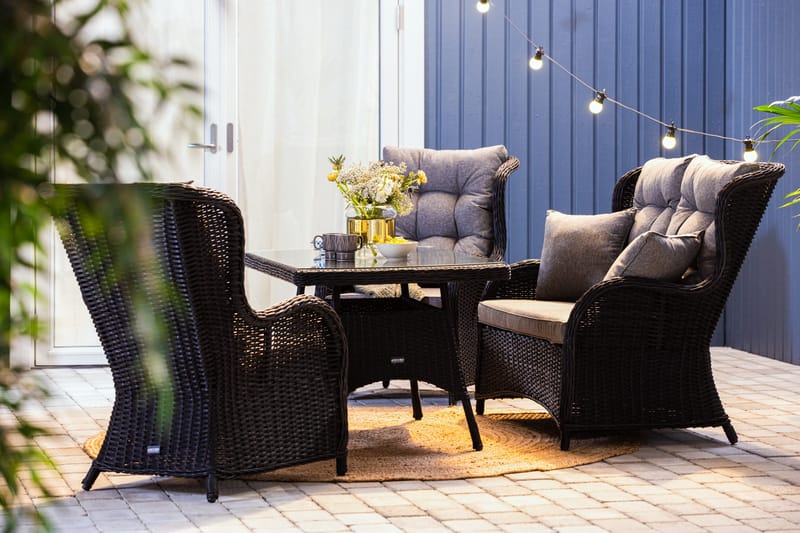 Marcus Sofagruppe 2-seter Ink. Lenestoler - Svart - Hagemøbler - Loungemøbler - Loungesett