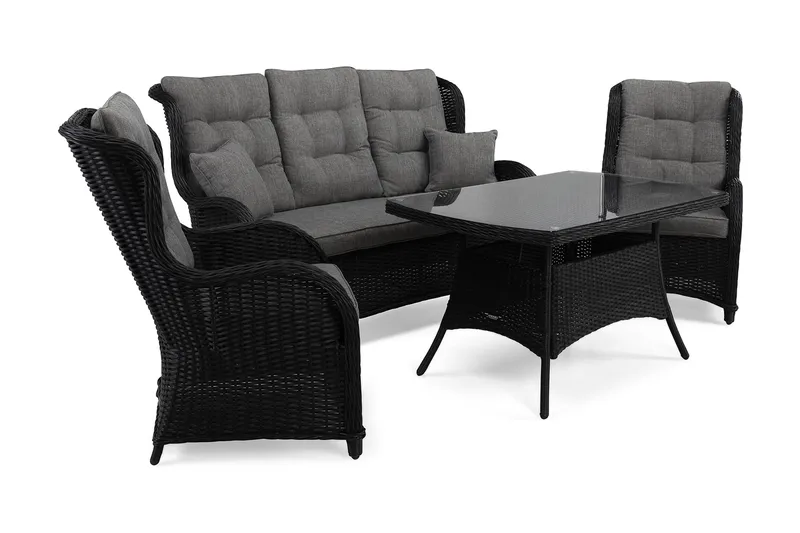 Marcus Sofagruppe - Svart - Hagemøbler - Loungemøbler - Loungesett