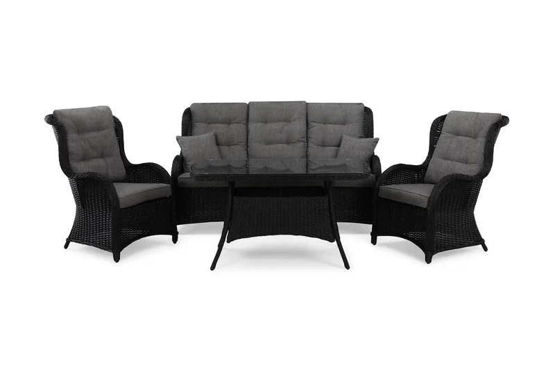 Marcus Sofagruppe - Svart - Hagemøbler - Loungemøbler - Loungesett