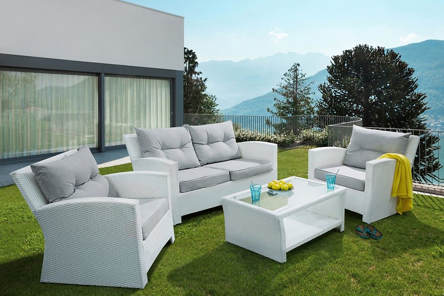 Marino Loungegruppe 146 cm - Hvit - Hagemøbler - Loungemøbler - Loungesett