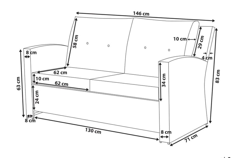 Marino Loungegruppe 146 cm - Hvit - Hagemøbler - Loungemøbler - Loungesett