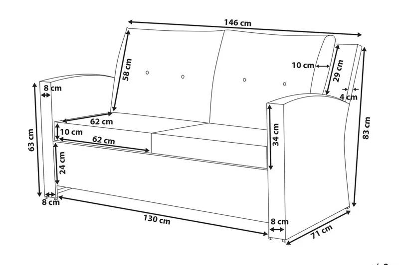 Marino Loungegruppe 146 cm - Hvit - Hagemøbler - Loungemøbler - Loungesett