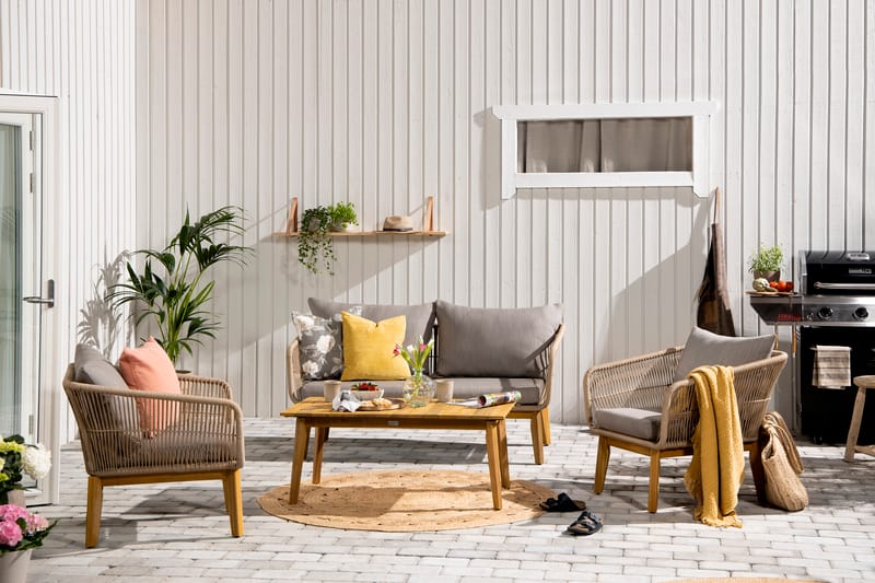 Morocco Sofagruppe - Akasie/Brun/Beige - Hagemøbler - Loungemøbler - Loungesett