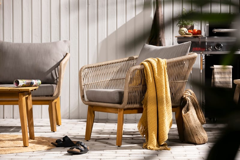 Morocco Sofagruppe - Akasie/Brun/Beige - Hagemøbler - Loungemøbler - Loungesett