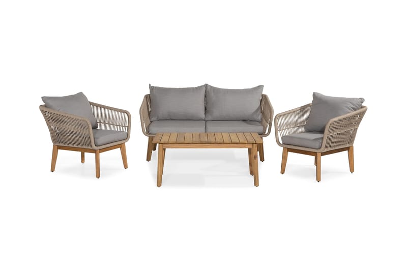 Morocco Sofagruppe - Akasie/Brun/Beige - Verandamøbler - Sofagruppe utendørs - Loungesett