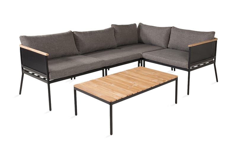Nettan Hjørneloungegruppe med Puter - Svart - Hagemøbler - Loungemøbler - Loungesett